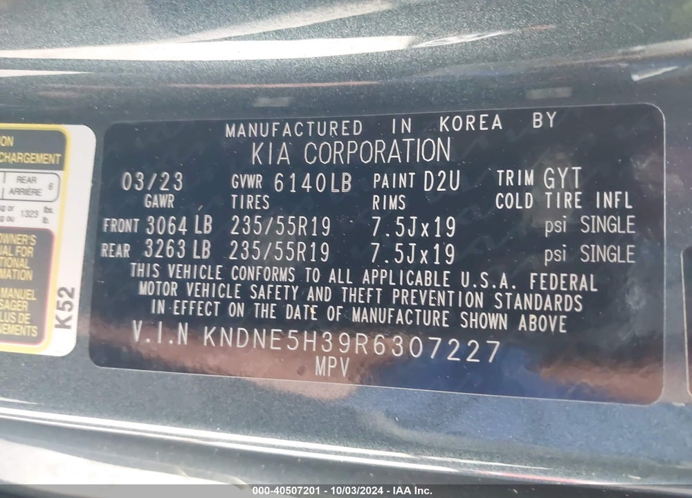 2024 KIA CARNIVAL MPV SX VIN: KNDNE5H39R6307227