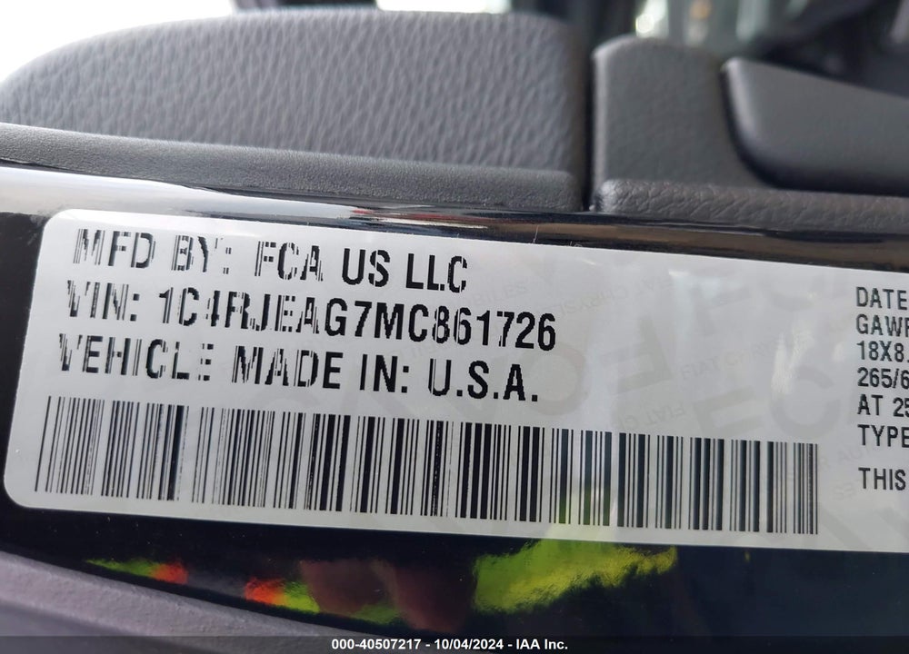 2021 JEEP GRAND CHEROKEE LAREDO X 4X2 VIN: 1C4RJEAG7MC861726