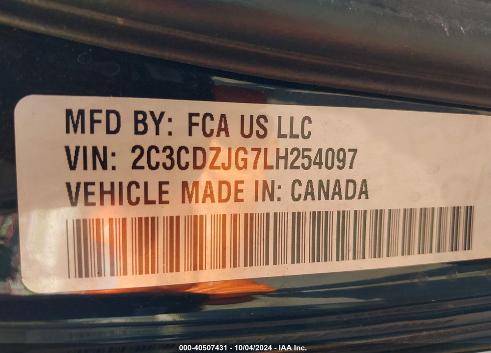 2020 DODGE CHALLENGER GT VIN: 2C3CDZJG7LH254097
