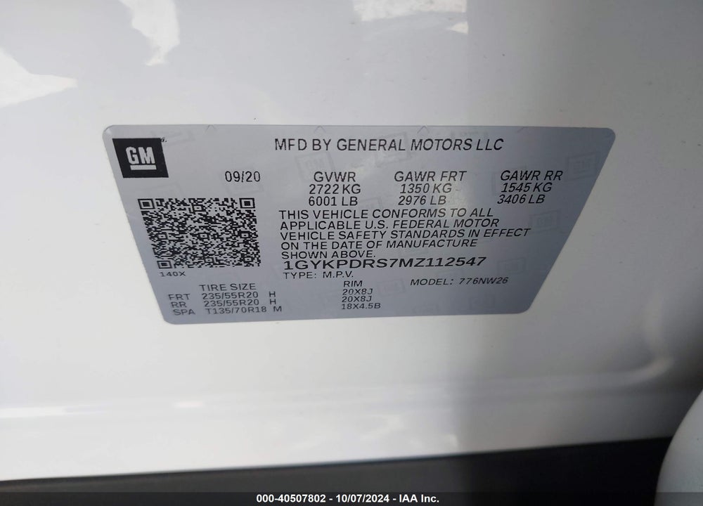 2021 CADILLAC XT6 AWD PREMIUM LUXURY VIN: 1GYKPDRS7MZ112547