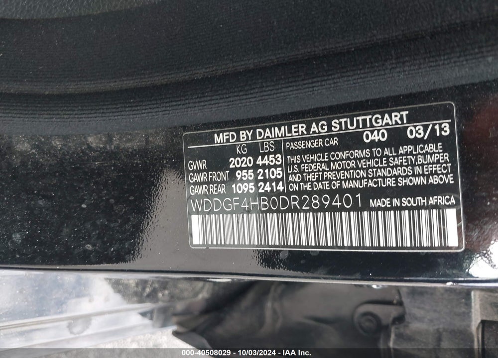 2013 MERCEDES-BENZ C 250 LUXURY/SPORT VIN: WDDGF4HB0DR289401
