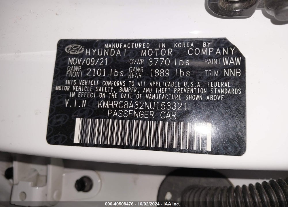 2022 HYUNDAI VENUE SEL VIN: KMHRC8A32NU153321