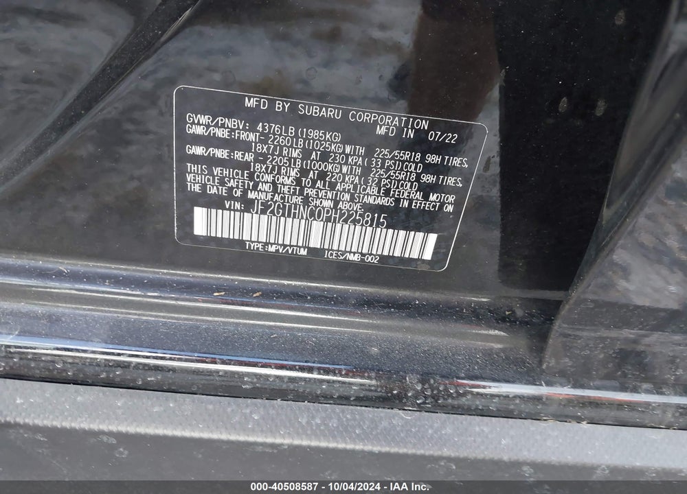2023 SUBARU CROSSTREK LIMITED VIN: JF2GTHNC0PH225815