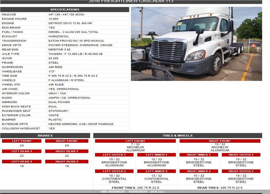 2016 FREIGHTLINER CASCADIA 113 VIN: 3AKJGBDV1GSGX7553