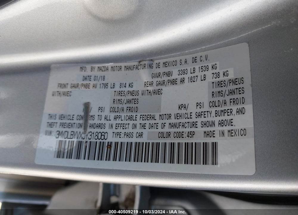 2018 TOYOTA YARIS IA VIN: 3MYDLBYVXJY318060