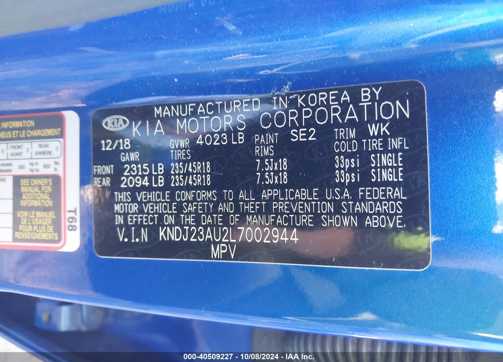2020 KIA SOUL X-LINE VIN: KNDJ23AU2L7002944