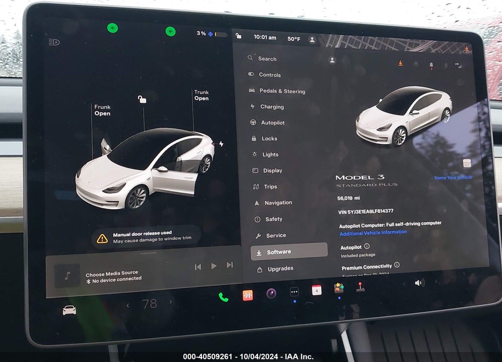 2020 TESLA MODEL 3 STANDARD RANGE PLUS REAR-WHEEL DRIVE/STANDARD RANGE REAR-WHEEL DRIVE VIN: 5YJ3E1EA9LF614377