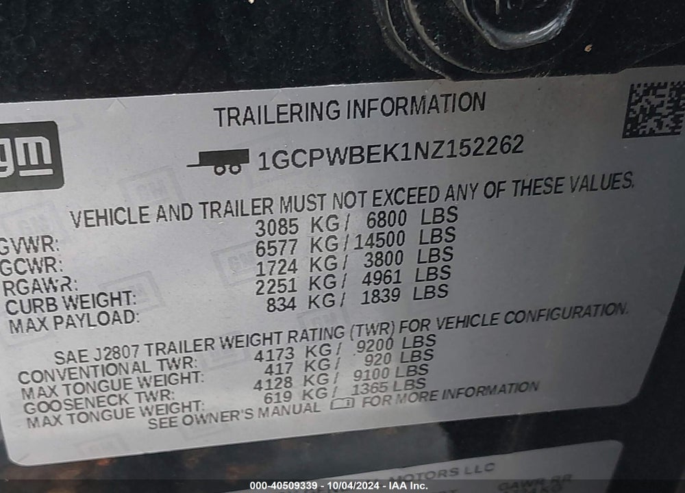 2022 CHEVROLET SILVERADO 1500 LTD 2WD SHORT BED CUSTOM VIN: 1GCPWBEK1NZ152262