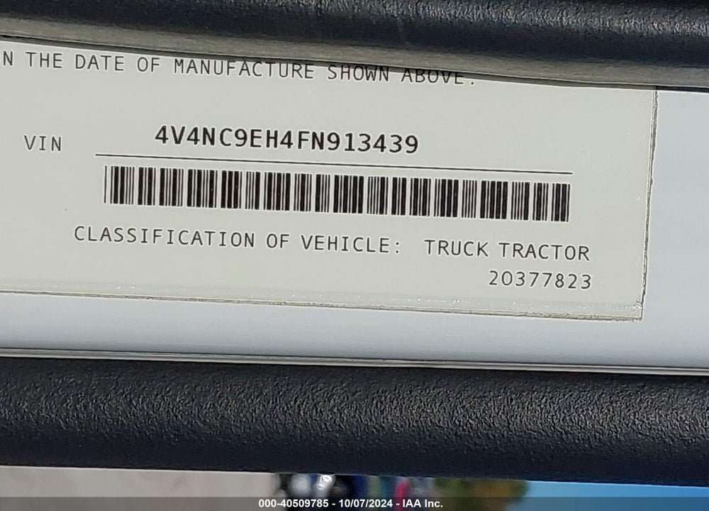 2015 VOLVO VN VNL VIN: 4V4NC9EH4FN913439