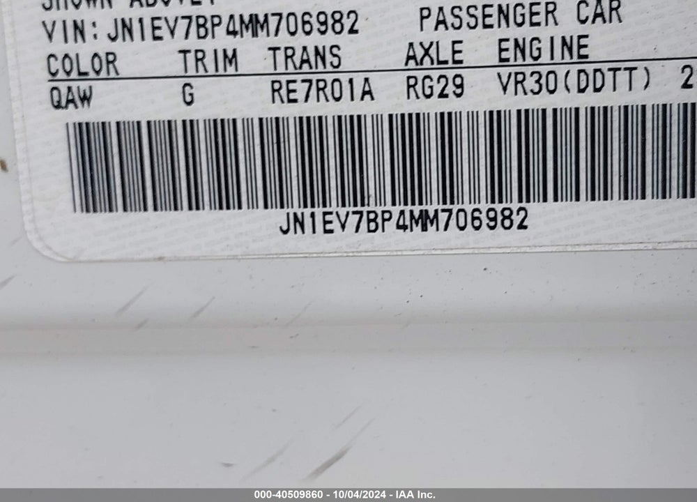2021 INFINITI Q50 VIN: JN1EV7BP4MM706982