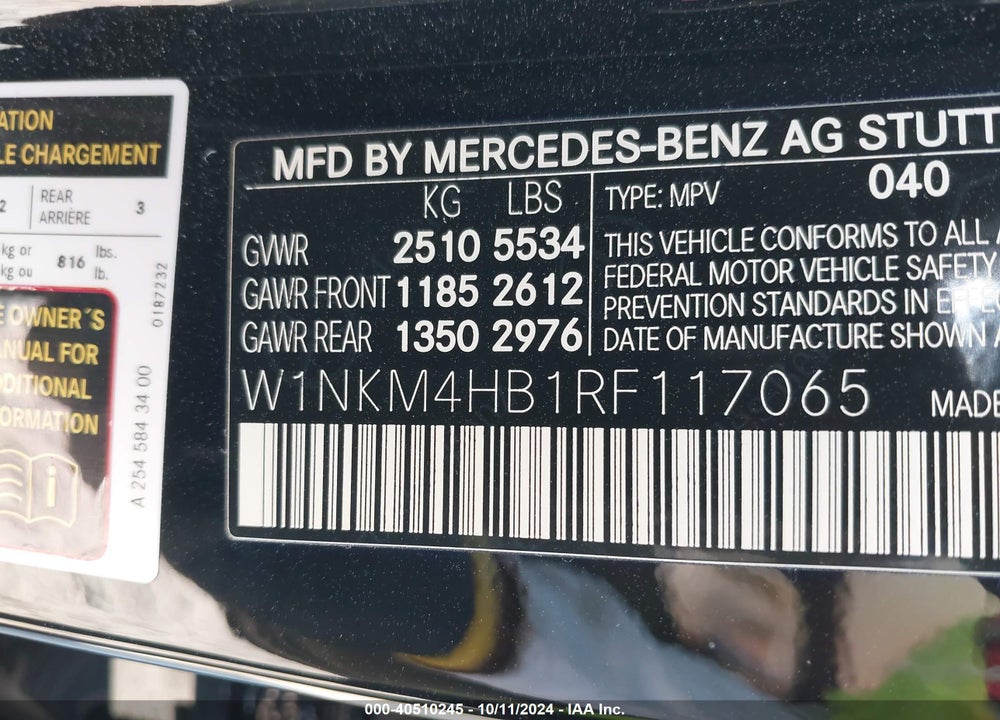 2024 MERCEDES-BENZ GLC 300 4MATIC SUV VIN: W1NKM4HB1RF117065