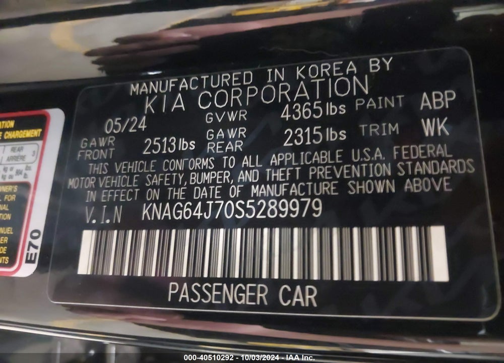 2025 KIA K5 GT LINE VIN: KNAG64J70S5289979