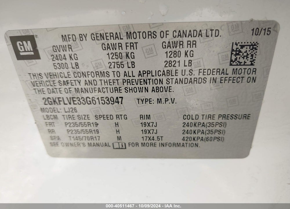 2016 GMC TERRAIN DENALI VIN: 2GKFLVE33G6153947