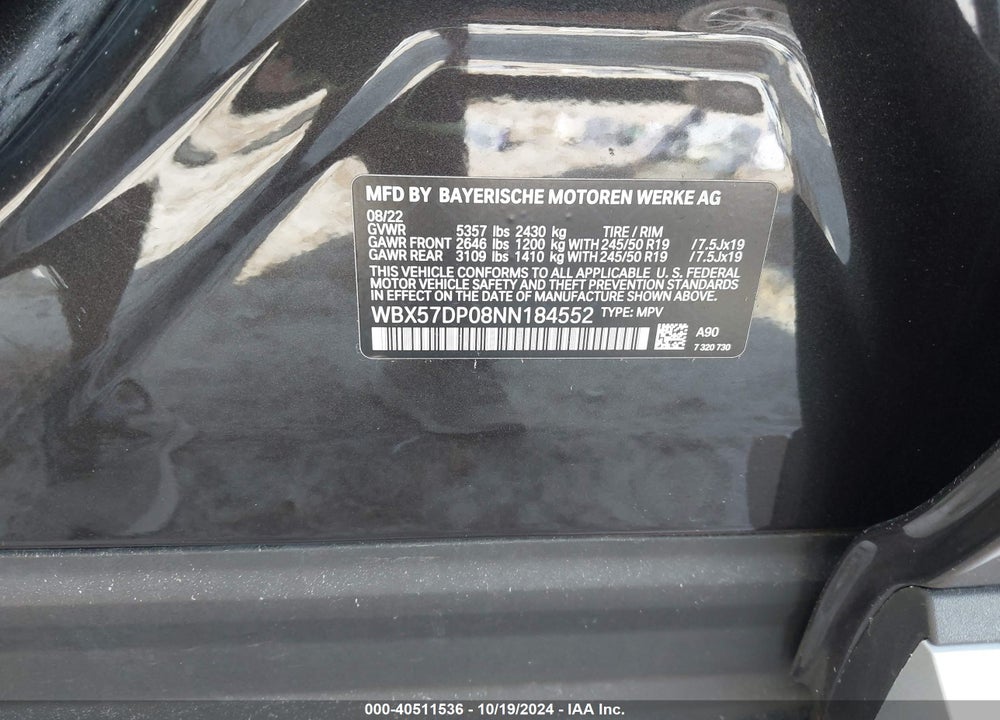2022 BMW X3 XDRIVE30I VIN: WBX57DP08NN184552