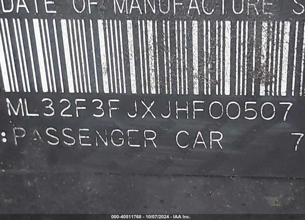 2018 MITSUBISHI MIRAGE G4 ES VIN: ML32F3FJXJHF00507