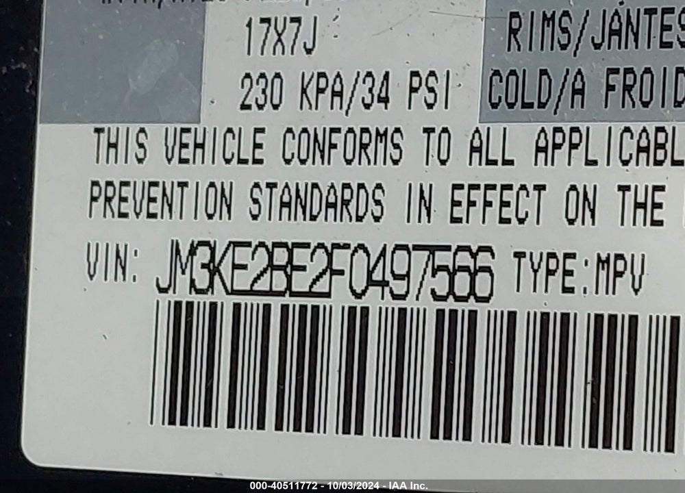 2015 MAZDA CX-5 SPORT VIN: JM3KE2BE2F0497566