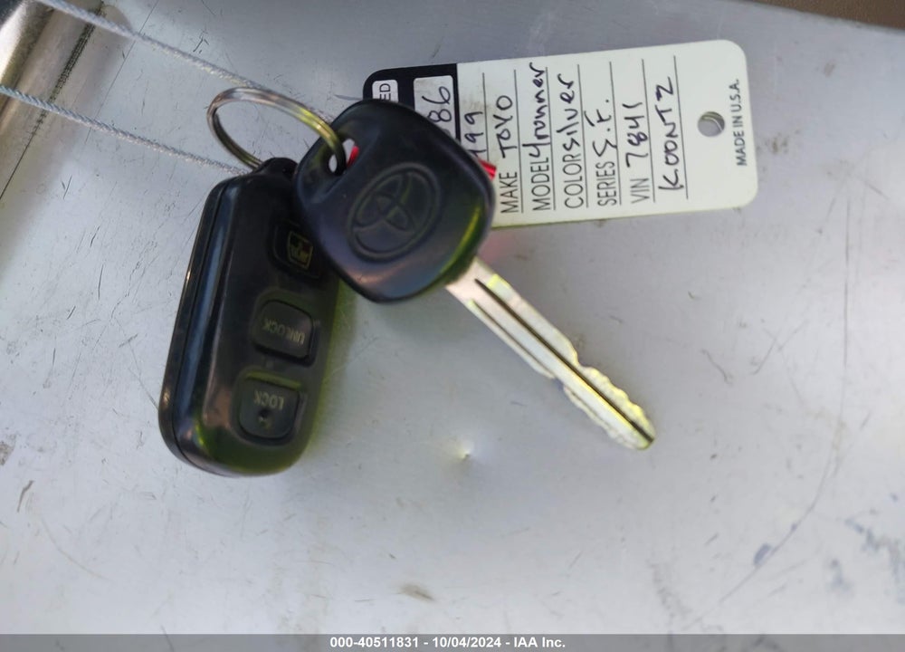 1999 TOYOTA 4RUNNER LIMITED V6 VIN: JT3GN87R7X0107841