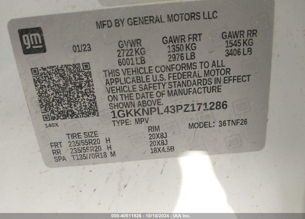 2023 GMC ACADIA FWD DENALI VIN: 1GKKNPL43PZ171286
