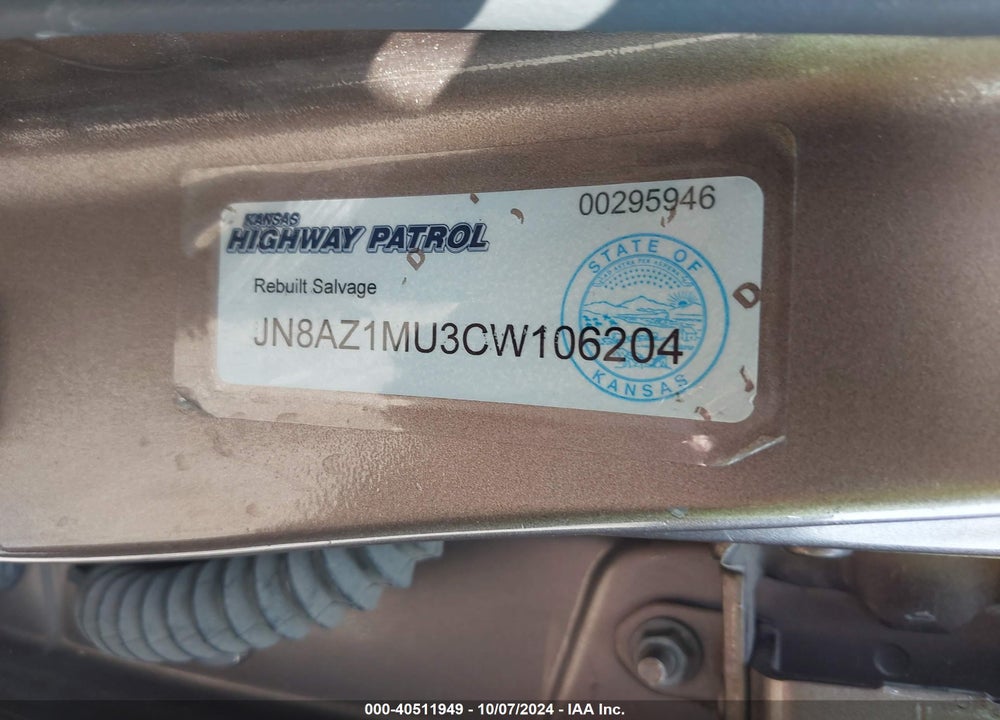 2012 NISSAN MURANO LE VIN: JN8AZ1MU3CW106204