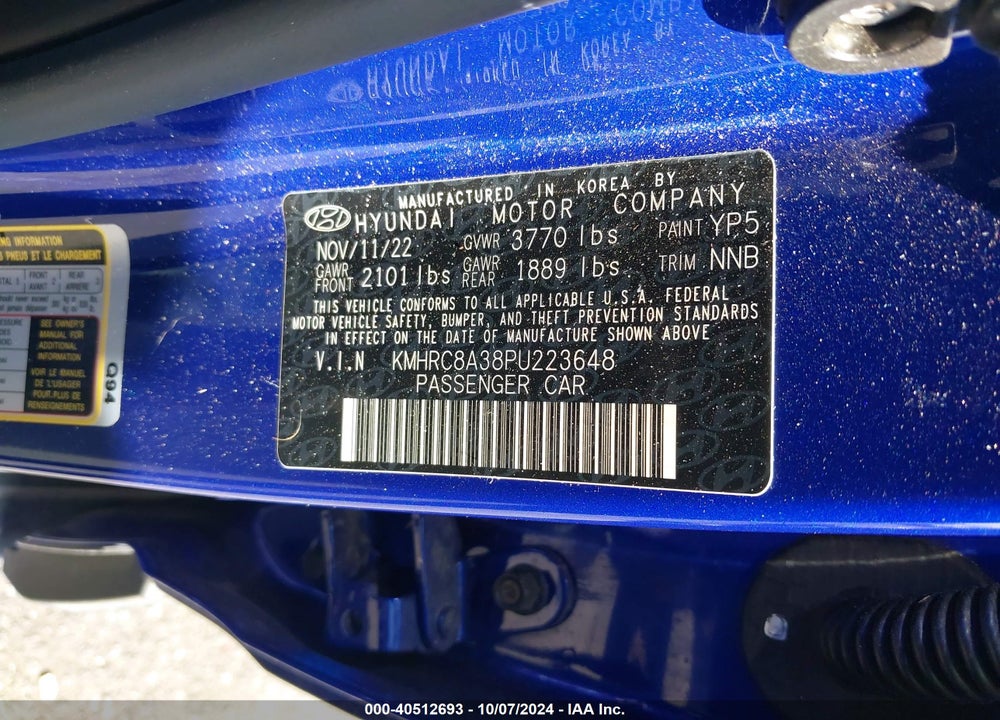 2023 HYUNDAI VENUE LIMITED VIN: KMHRC8A38PU223648