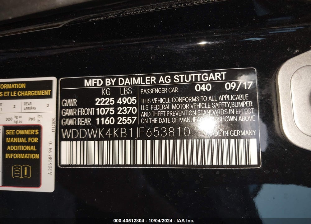 2018 MERCEDES-BENZ C 300 4MATIC VIN: WDDWK4KB1JF653810