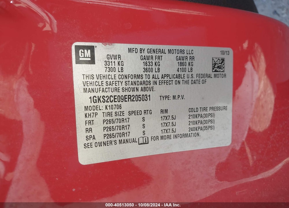 2014 GMC YUKON SLT VIN: 1GKS2CE09ER205031