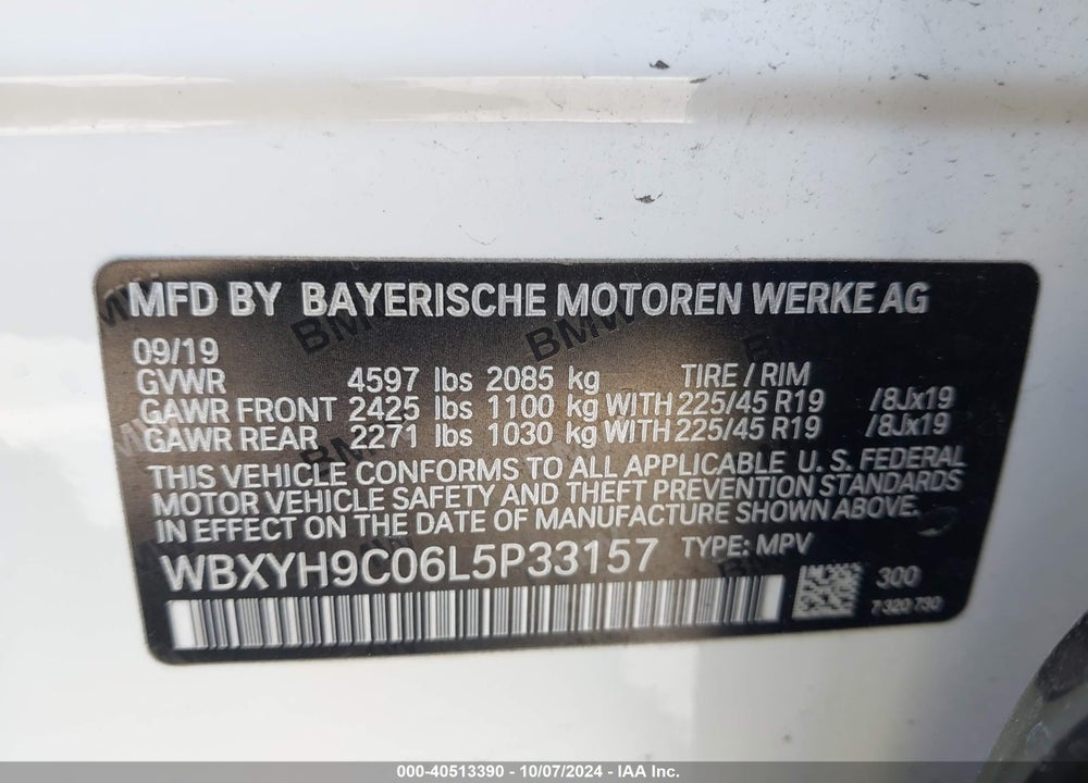 2020 BMW X2 SDRIVE28I VIN: WBXYH9C06L5P33157