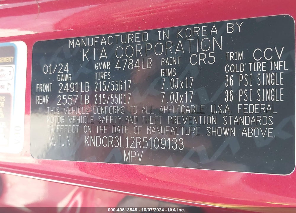 2024 KIA NIRO EV WIND VIN: KNDCR3L12R5109133