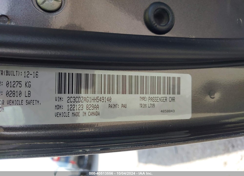 2017 DODGE CHALLENGER SXT VIN: 2C3CDZAG1HH549140
