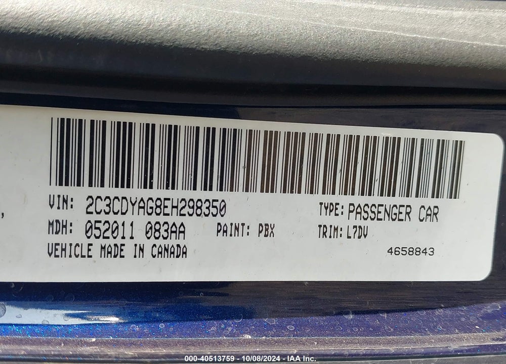 2014 DODGE CHALLENGER SXT VIN: 2C3CDYAG8EH298350