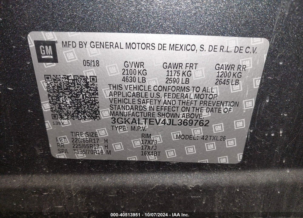 2018 GMC TERRAIN SLE VIN: 3GKALTEV4JL369762