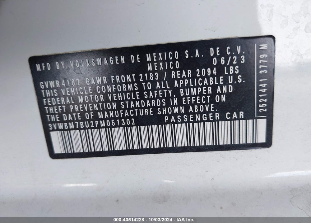 2023 VOLKSWAGEN JETTA 1.5T SPORT VIN: 3VWBM7BU2PM051302