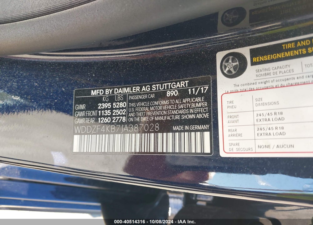 2018 MERCEDES-BENZ E 300 4MATIC VIN: WDDZF4KB7JA387028