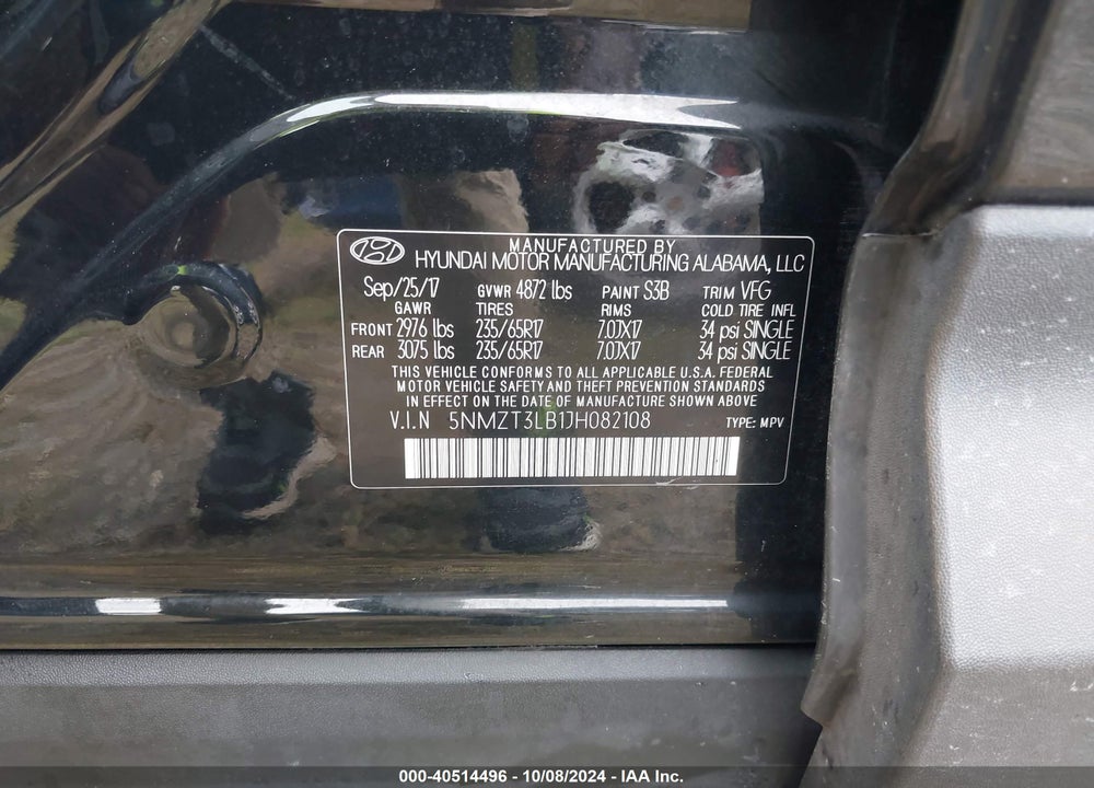 2018 HYUNDAI SANTA FE SPORT 2.4L VIN: 5NMZT3LB1JH082108