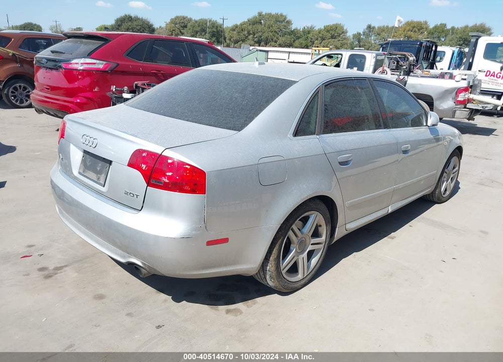 2008 AUDI A4 2.0T VIN: WAUAF78E28A008616