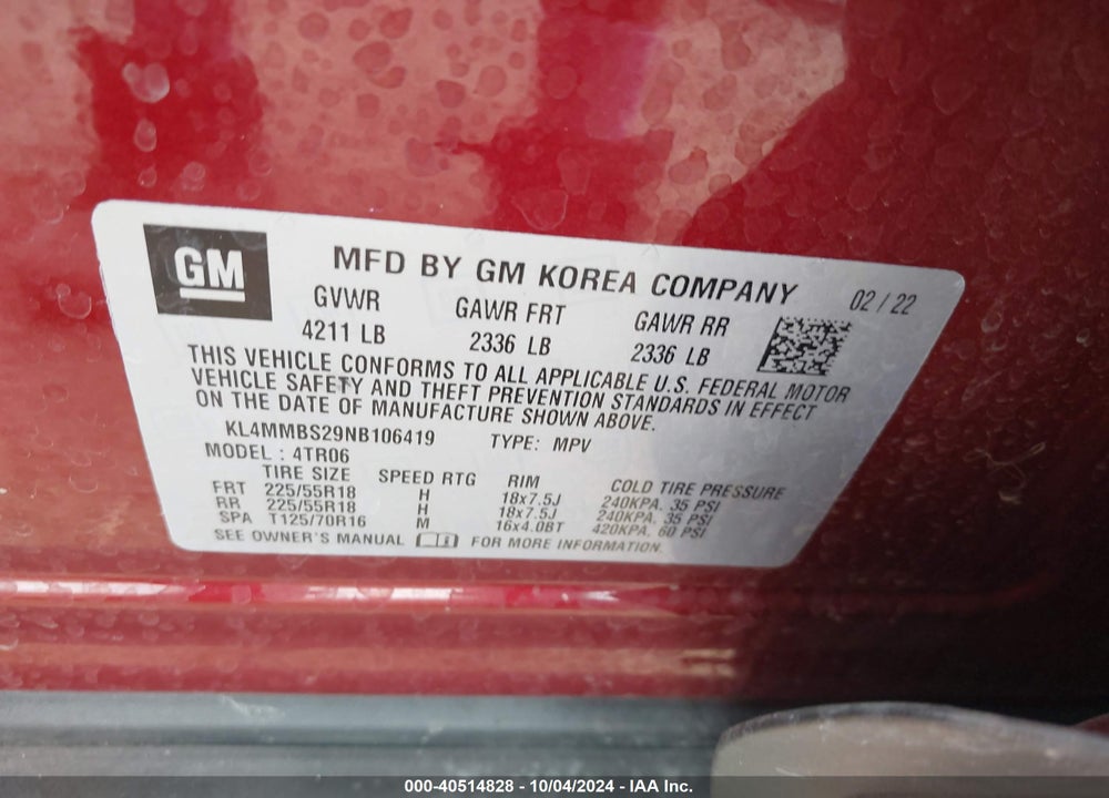 2022 BUICK ENCORE GX FWD PREFERRED VIN: KL4MMBS29NB106419