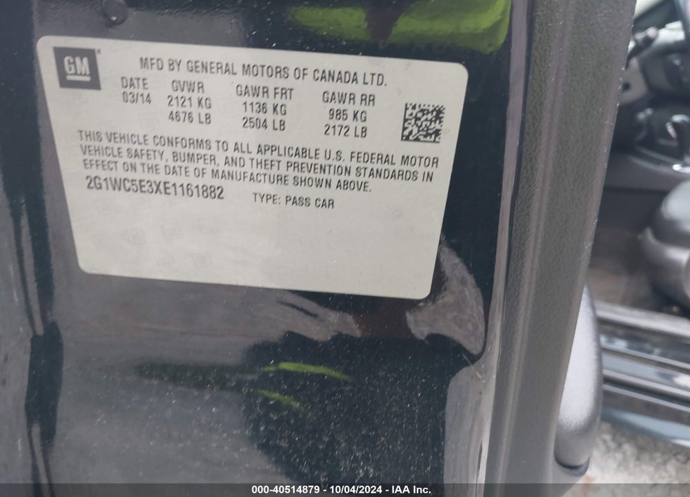2014 CHEVROLET IMPALA LIMITED LTZ VIN: 2G1WC5E3XE1161882
