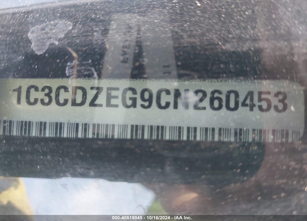 2012 DODGE AVENGER SXT PLUS VIN: 1C3CDZEG9CN260453
