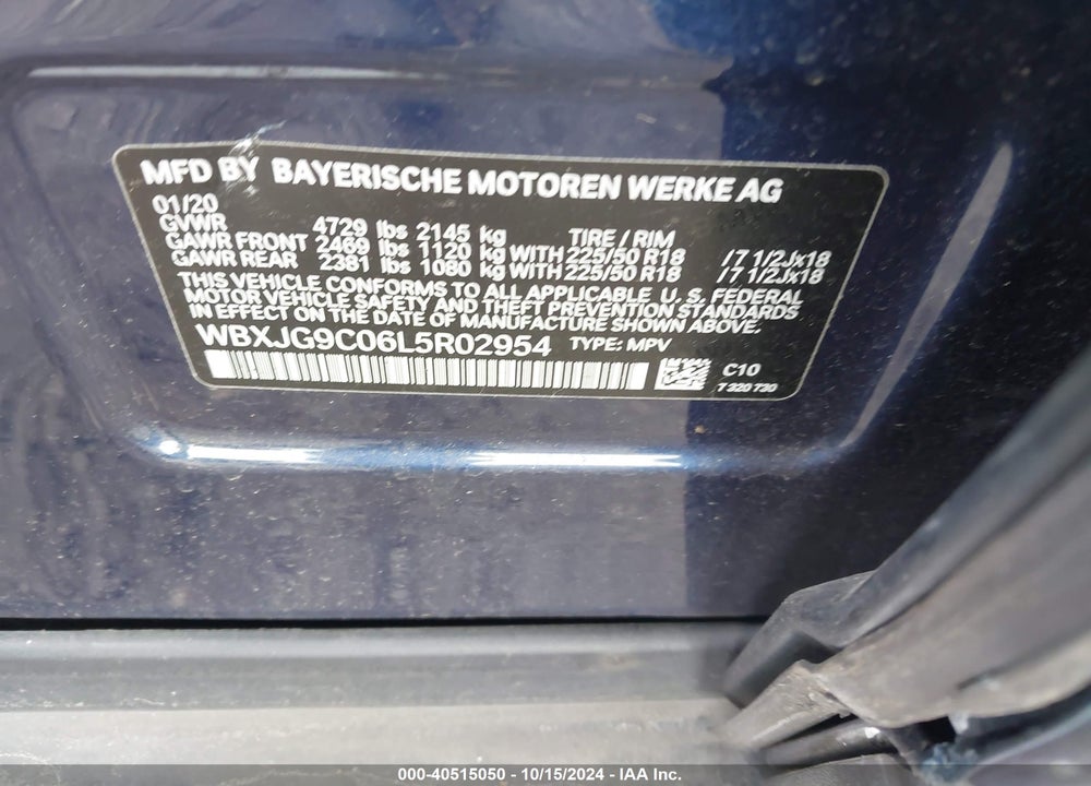 2020 BMW X1 XDRIVE28I VIN: WBXJG9C06L5R02954