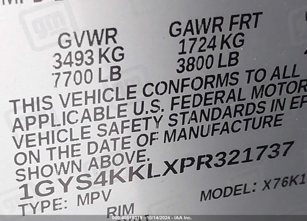 2023 CADILLAC ESCALADE ESV 4WD PREMIUM LUXURY VIN: 1GYS4KKLXPR321737
