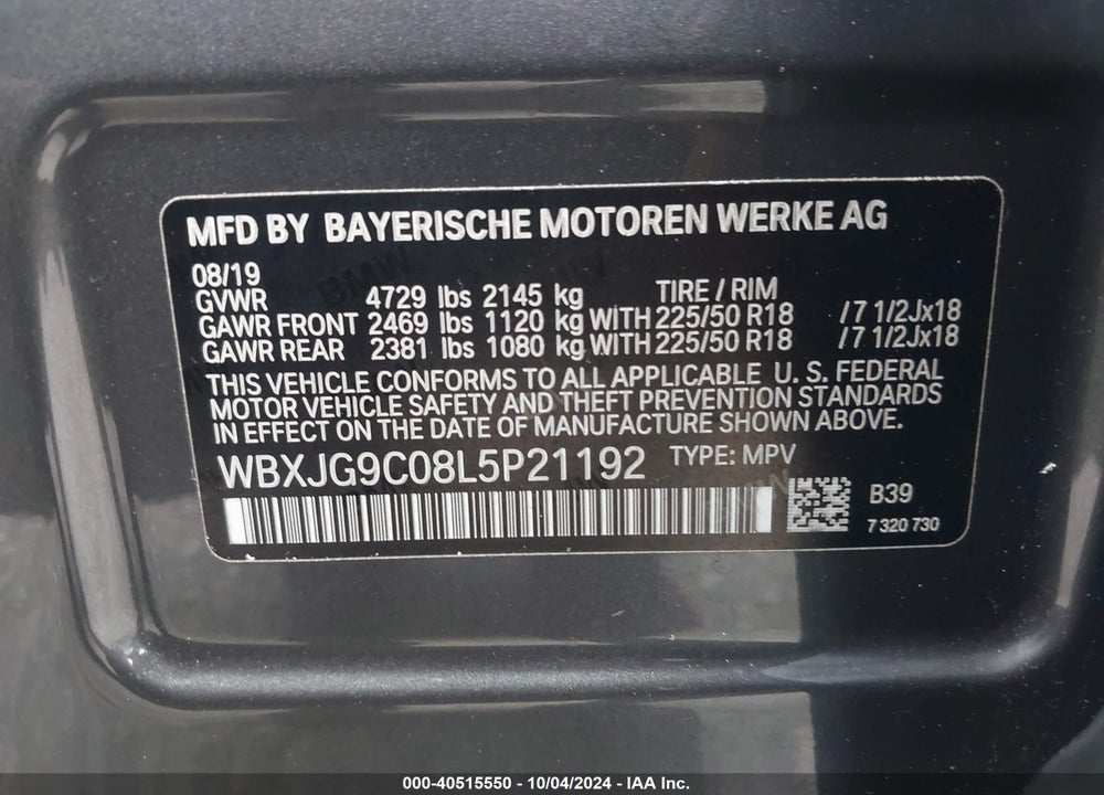 2020 BMW X1 XDRIVE28I VIN: WBXJG9C08L5P21192