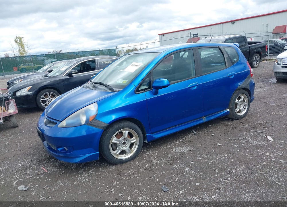 2007 HONDA FIT SPORT VIN: JHMGD37667S054138