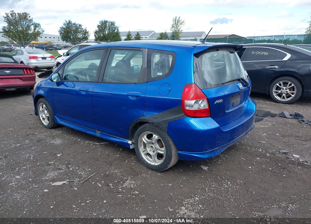 2007 HONDA FIT SPORT VIN: JHMGD37667S054138