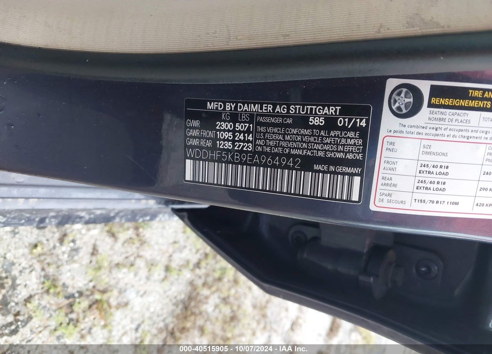 2014 MERCEDES-BENZ E 350 VIN: WDDHF5KB9EA964942