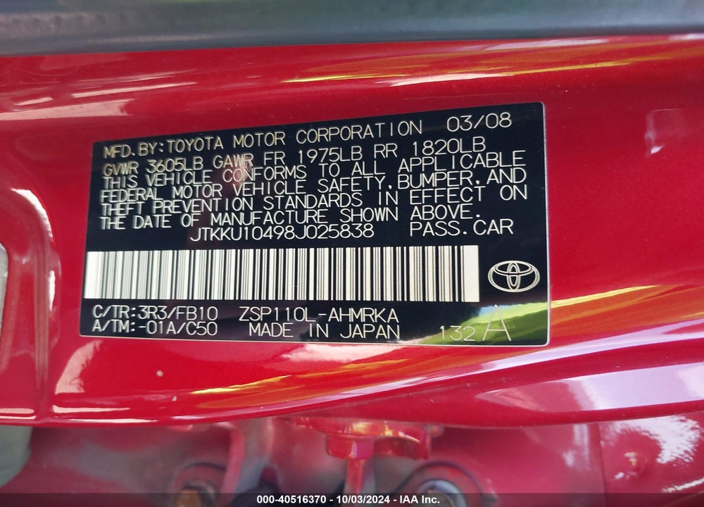 2008 SCION XD VIN: JTKKU10498J025838