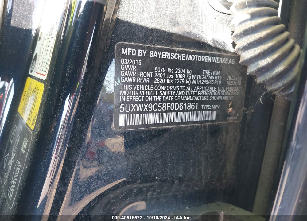 2015 BMW X3 XDRIVE28I VIN: 5UXWX9C58F0D61861