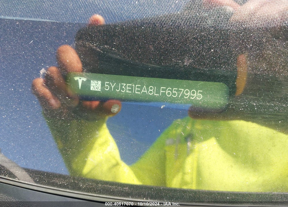 2020 TESLA MODEL 3 VIN: 5YJ3E1EA8LF657995