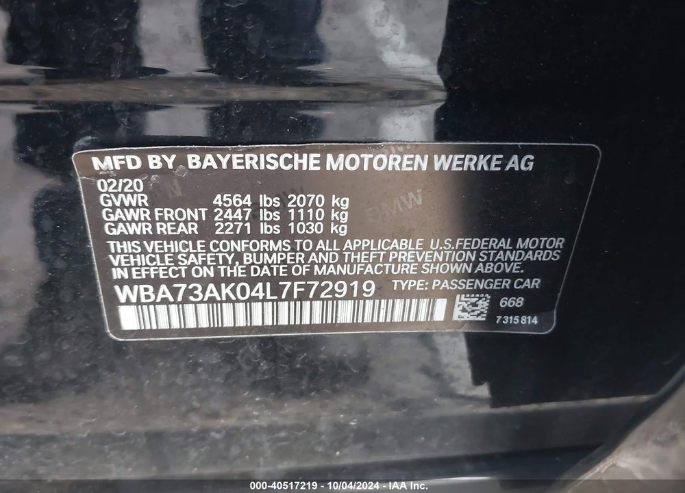 2020 BMW 228I GRAN COUPE XDRIVE VIN: WBA73AK04L7F72919