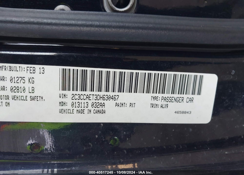 2013 CHRYSLER 300C VIN: 2C3CCAET3DH630467