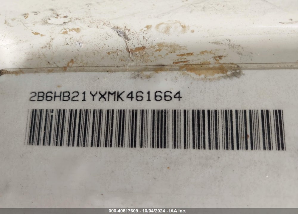 1991 DODGE RAM VAN B250 VIN: 2B6HB21YXMK461664